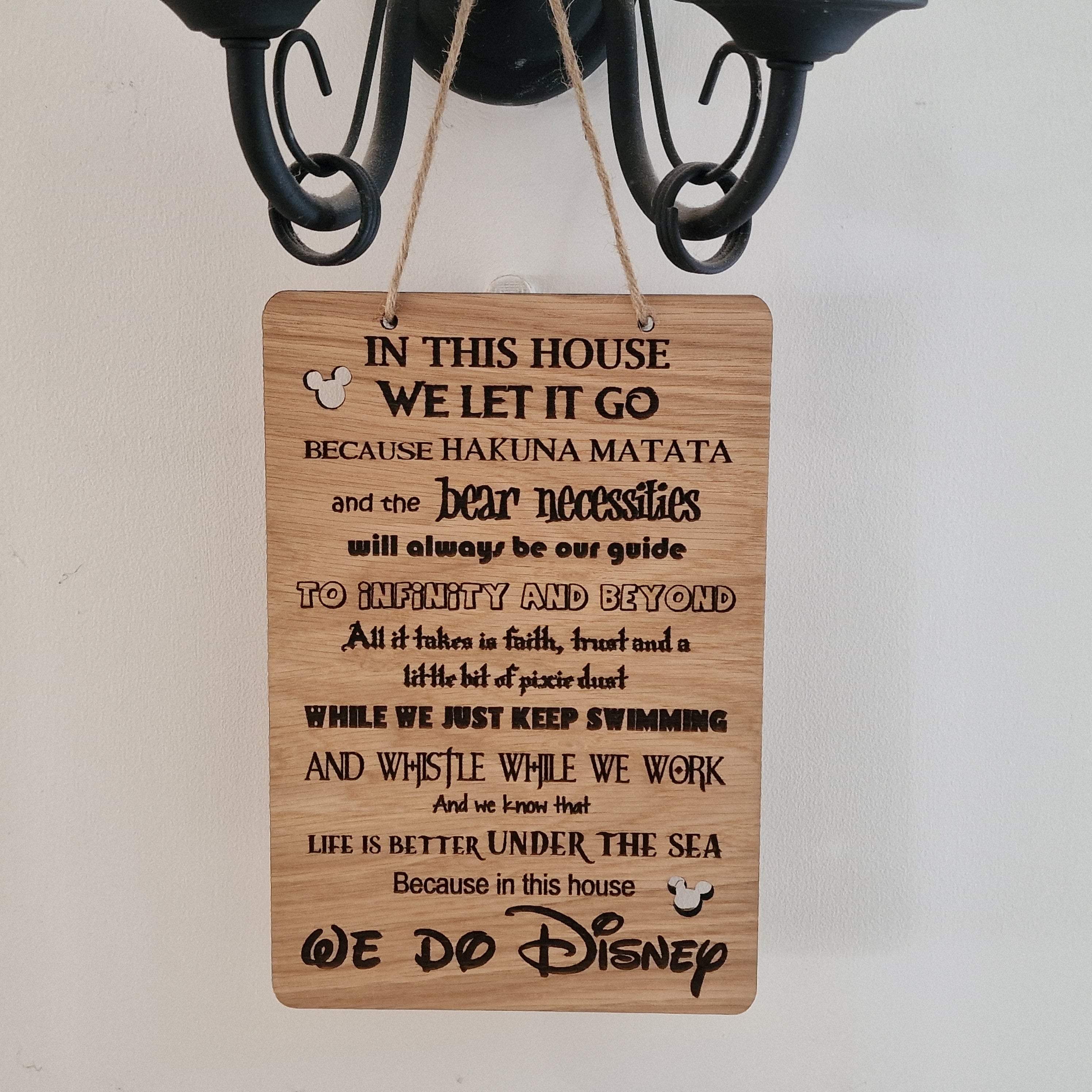 In This House We Do Disney wooden hanging sign