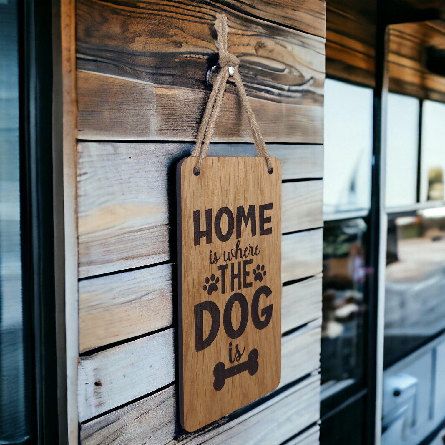 Home is where the dog is wooden hanging sign (dog)