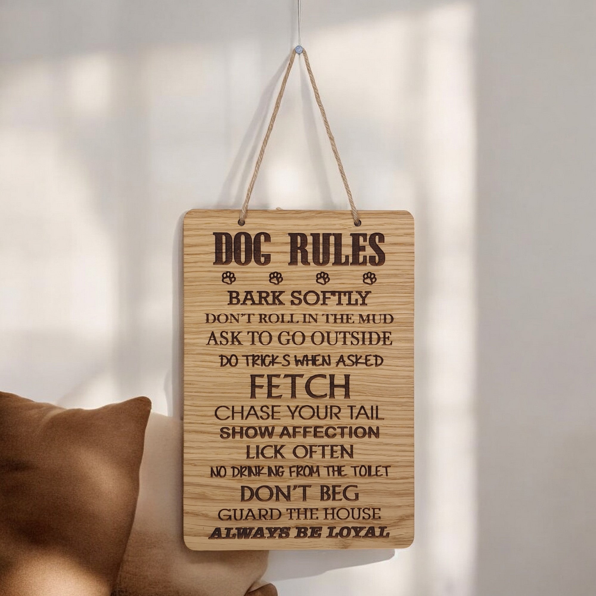 Dog Rules Wooden Hanging Sign