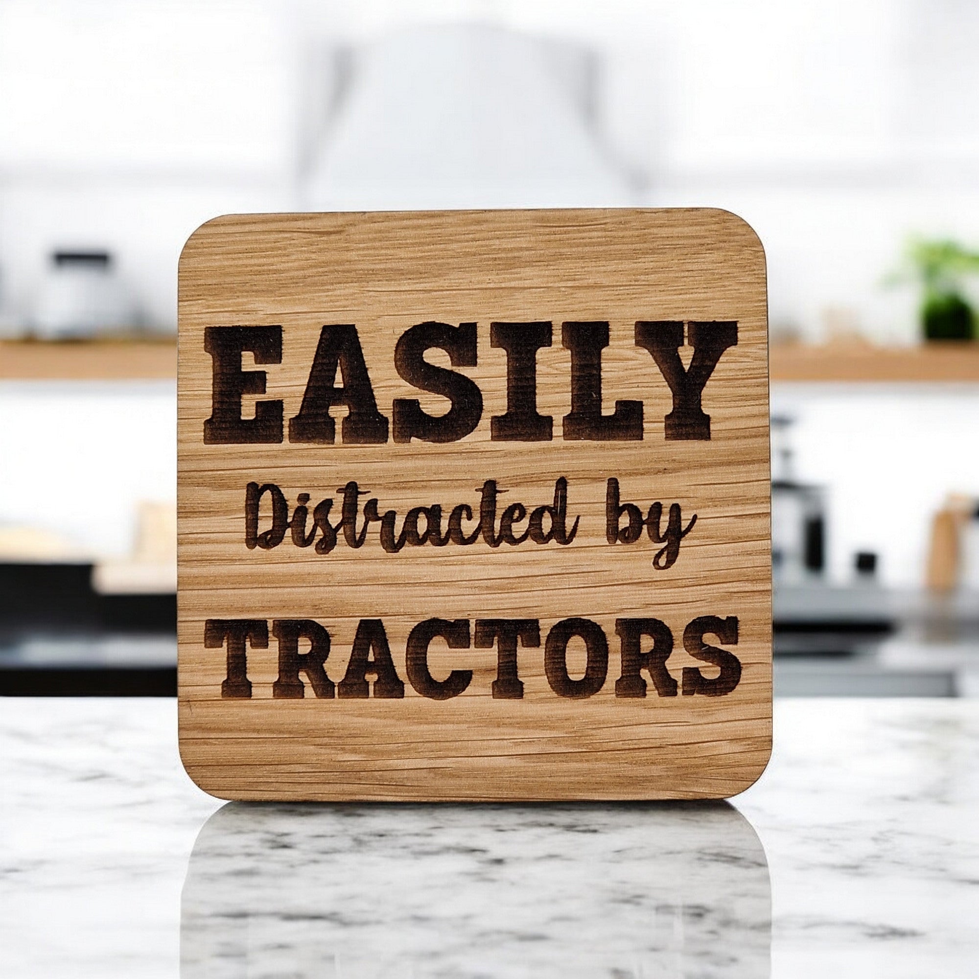 Easily Distracted by tractors coaster