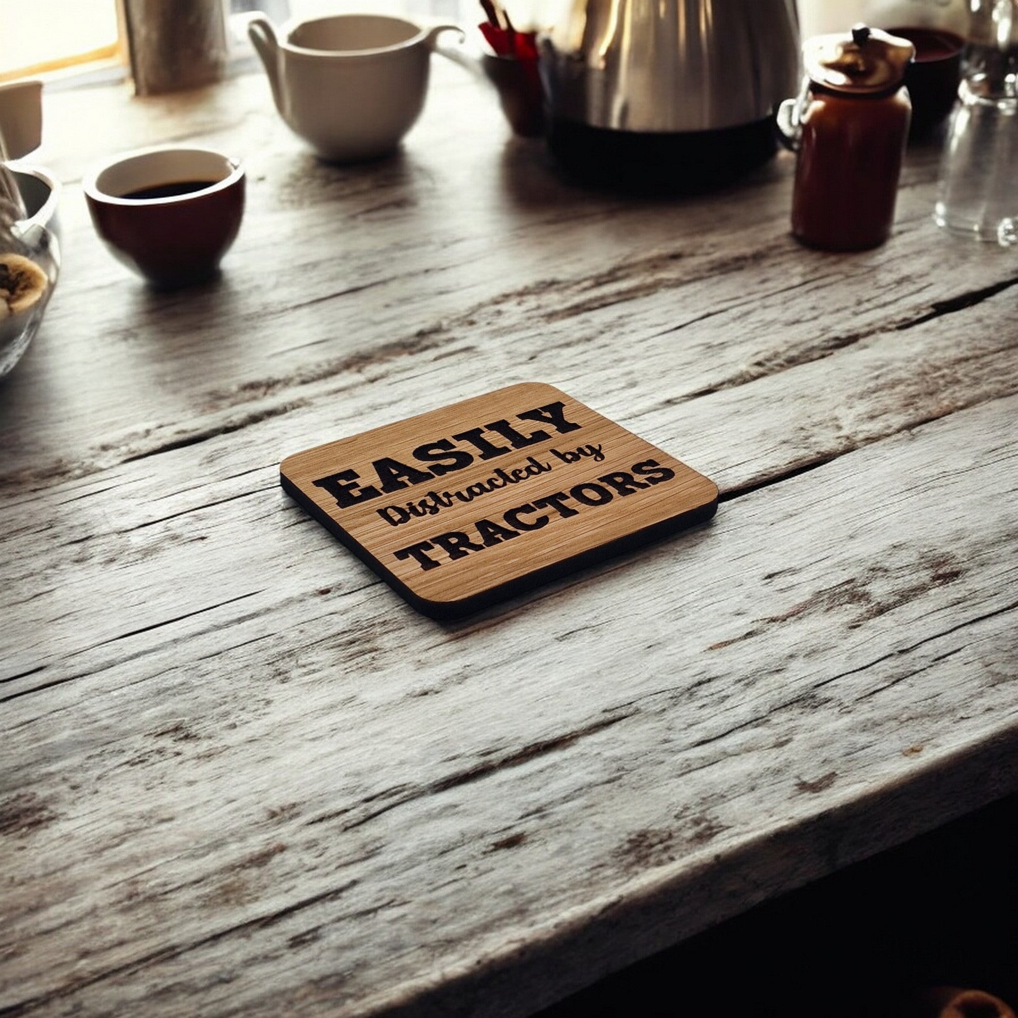 Easily Distracted by tractors coaster