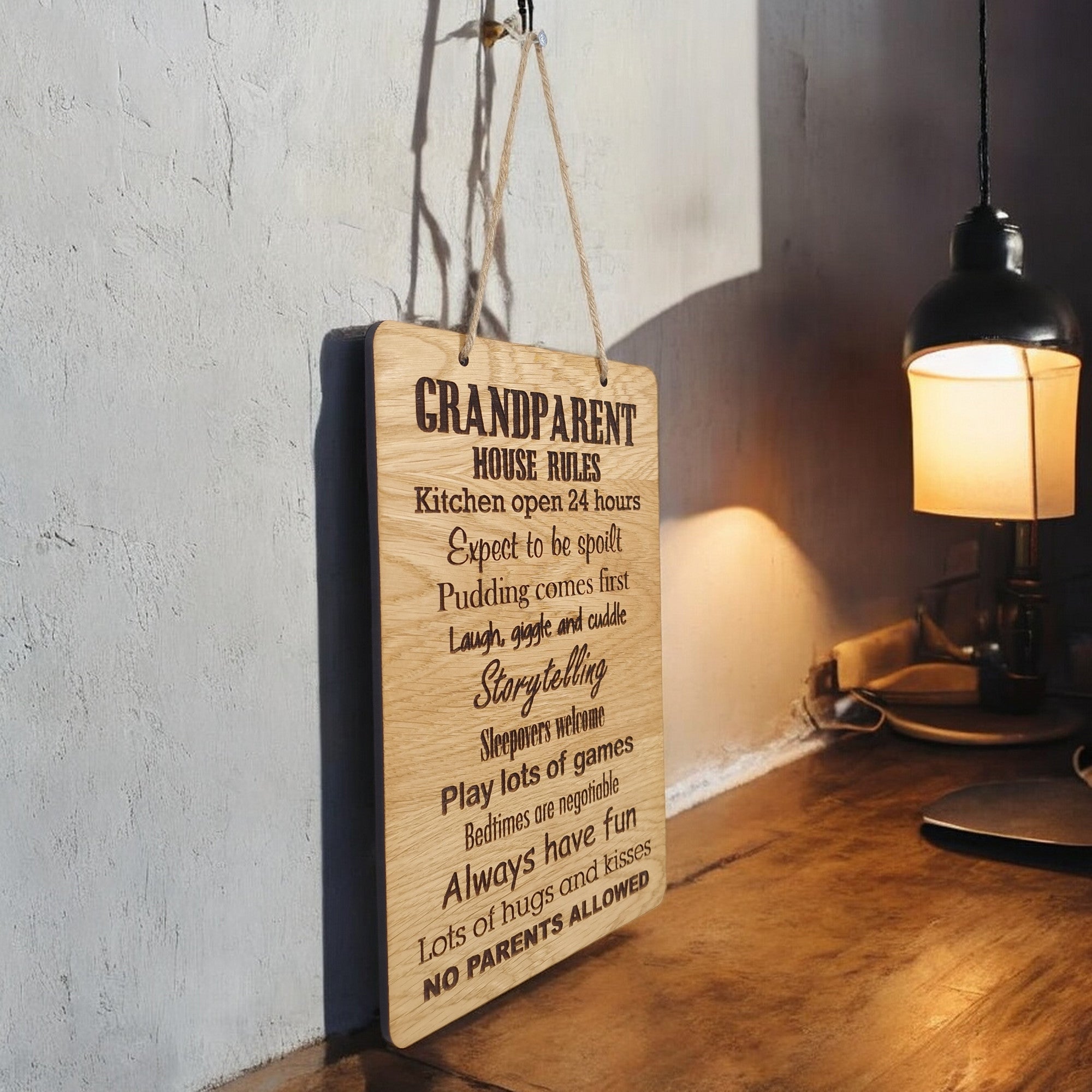 Grandparent Rules Wooden Hanging sign