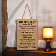 Grandparent Rules Wooden Hanging sign