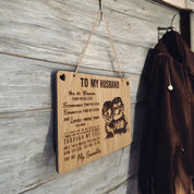 To My Husband Wooden Hanging Sign