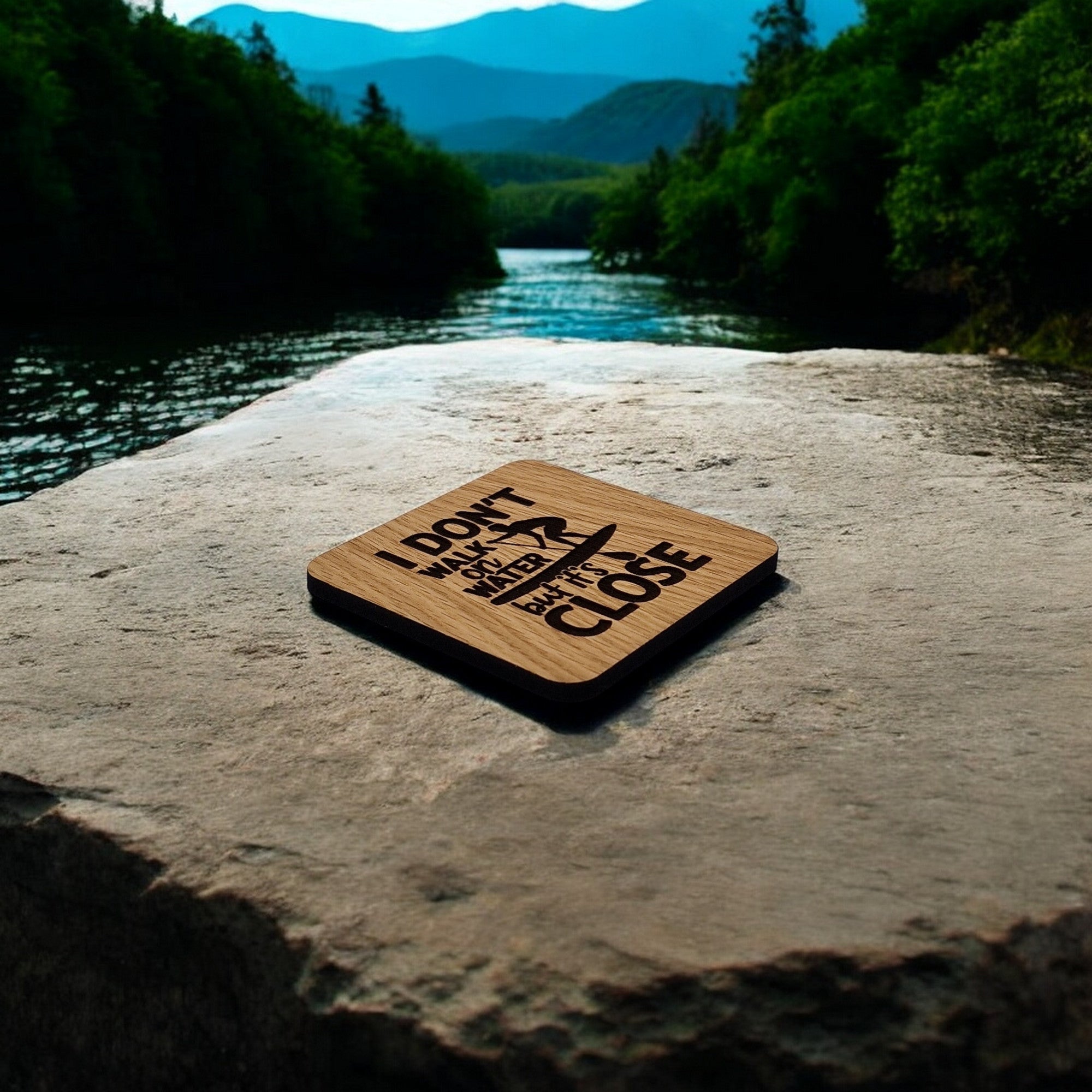 I Don't Walk on Water But Its Close Wooden Drinks Coaster ( Paddle Boarding )