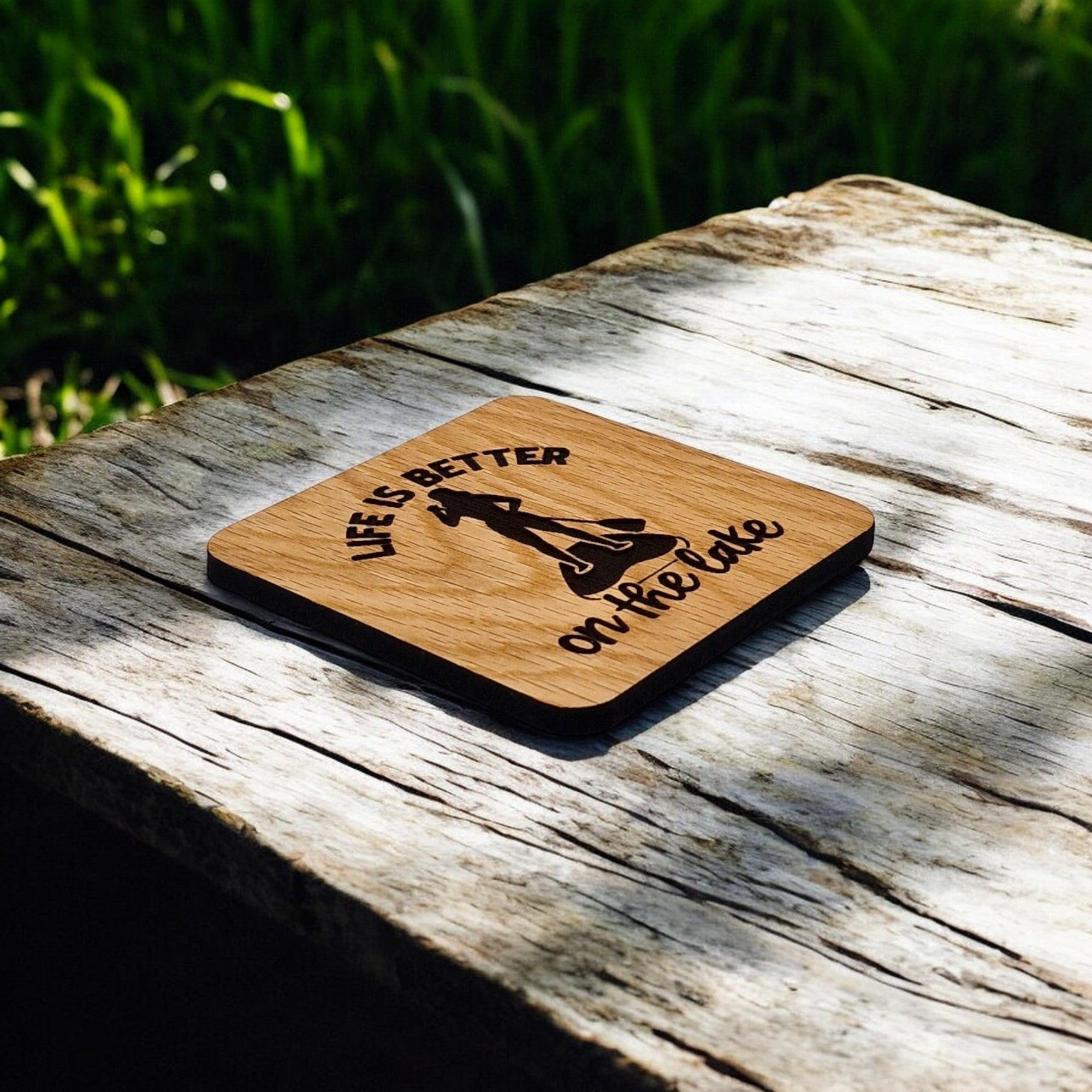 Life Is Better On The Lake Wooden Drinks Coaster ( Paddle Boarding )