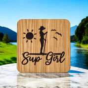 SUP Girl 2 Wooden Drinks Coaster ( Paddle Boarding )