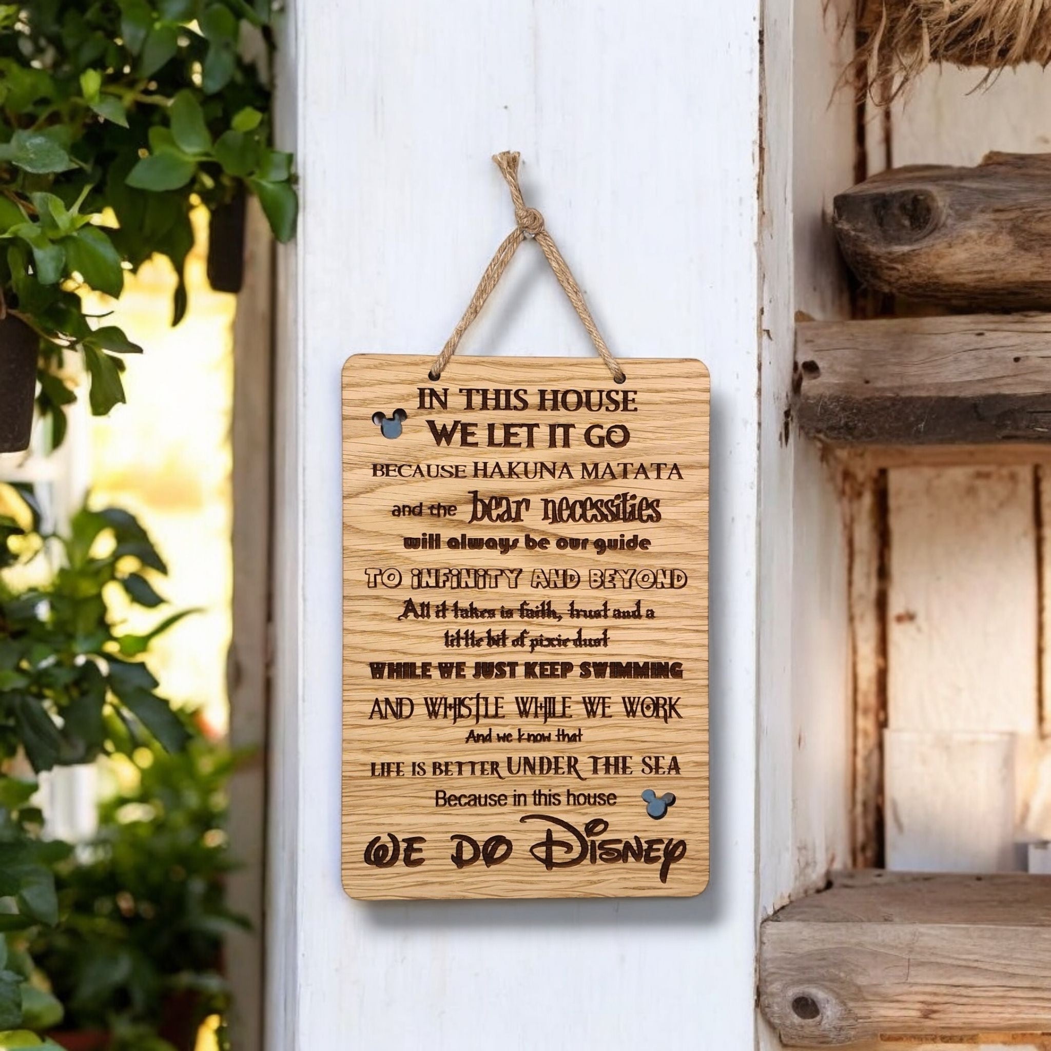 In This House We Do Disney wooden hanging sign