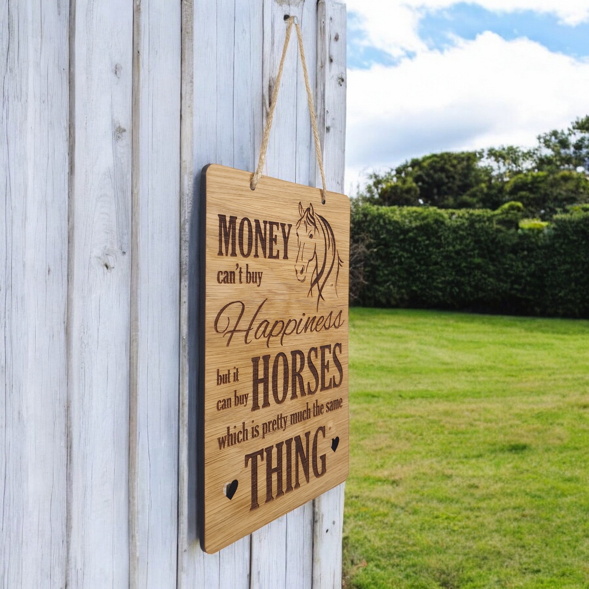 Money Can Buy Horses Wooden Hanging Sign